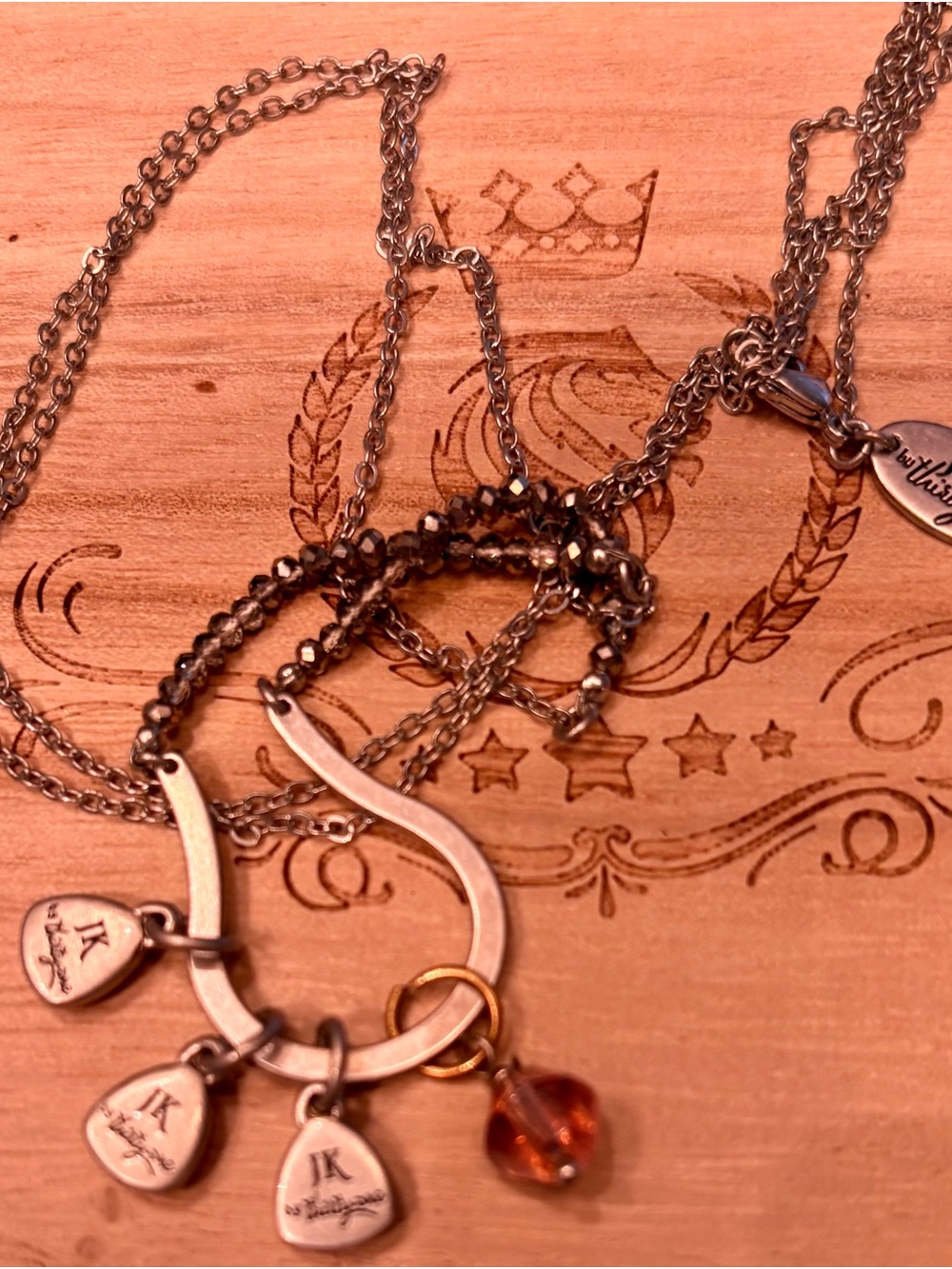 Jewel Kade Silver Multi-Chain Necklace with Amber Pendant